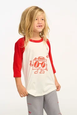 Fashion Chaser Brand Boombox Boys 3/4 Sleeve Raglan Baseball Tee