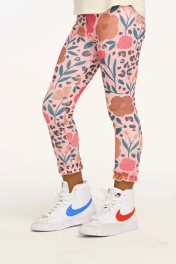 Discount Chaser Brand Bottom Ruffle Floral & Leopard Print Legging
