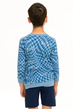 Store Chaser Brand Boy's Checkered Shark Raglan Pullover