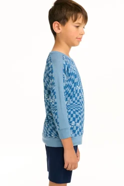 Store Chaser Brand Boy's Checkered Shark Raglan Pullover