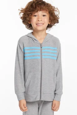 Best Sale Chaser Brand Boys Heather Grey Zip Up Hoodie With Strapping