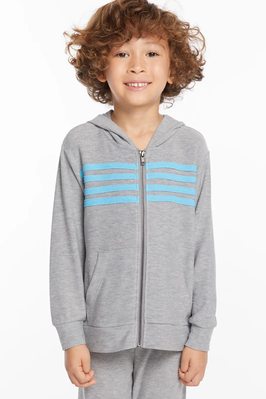 Best Sale Chaser Brand Boys Heather Grey Zip Up Hoodie With Strapping