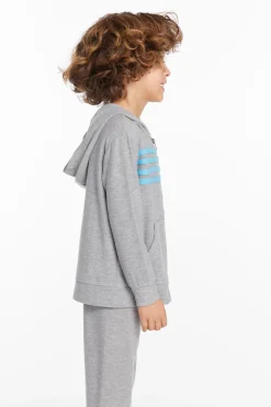 Best Sale Chaser Brand Boys Heather Grey Zip Up Hoodie With Strapping