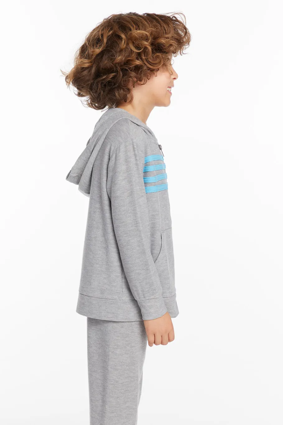 Best Sale Chaser Brand Boys Heather Grey Zip Up Hoodie With Strapping