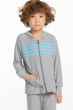 Best Sale Chaser Brand Boys Heather Grey Zip Up Hoodie With Strapping