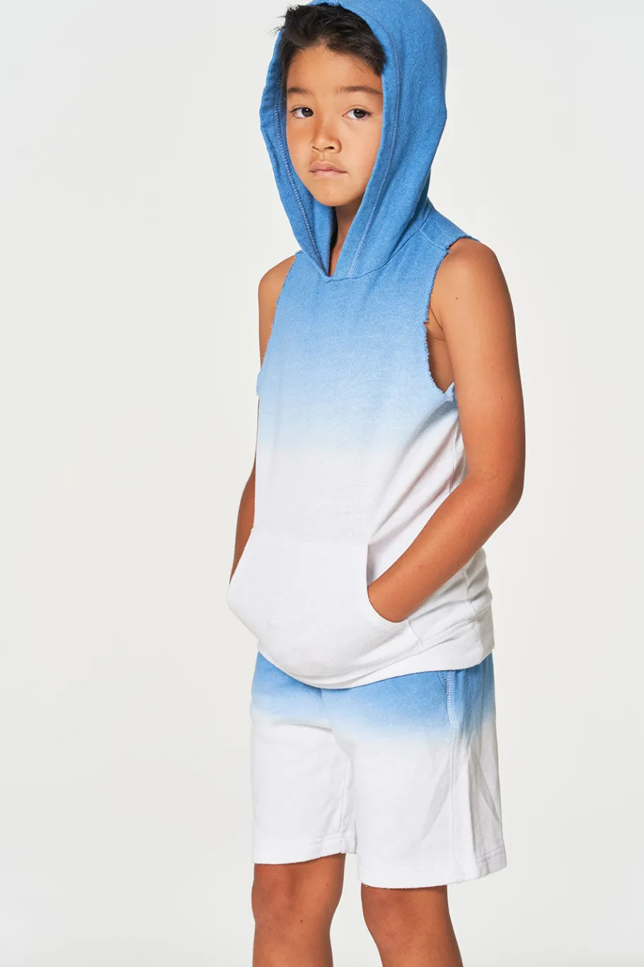 Cheap Chaser Brand Boys Linen French Terry Sleeveless Muscle Pullover Hoodie