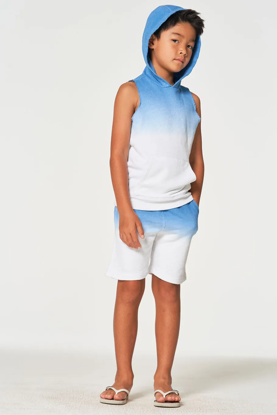 Cheap Chaser Brand Boys Linen French Terry Sleeveless Muscle Pullover Hoodie