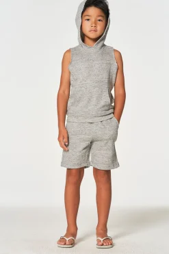 Fashion Chaser Brand Boys Linen French Terry Sleeveless Muscle Pullover Hoodie