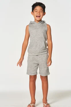 Fashion Chaser Brand Boys Linen French Terry Sleeveless Muscle Pullover Hoodie