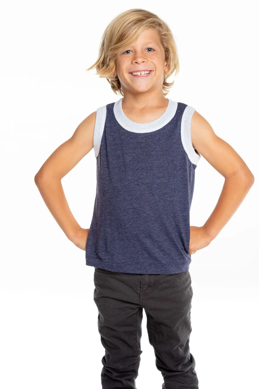 Best Sale Chaser Brand Boys Recycled Vintage Jersey Contrast Binding Muscle Tank