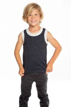 New Chaser Brand Boys Recycled Vintage Jersey Contrast Binding Muscle Tank