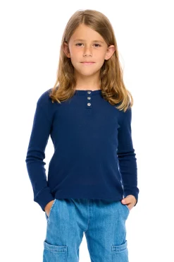 Hot Chaser Brand Boys Thermal Long Sleeve Henley