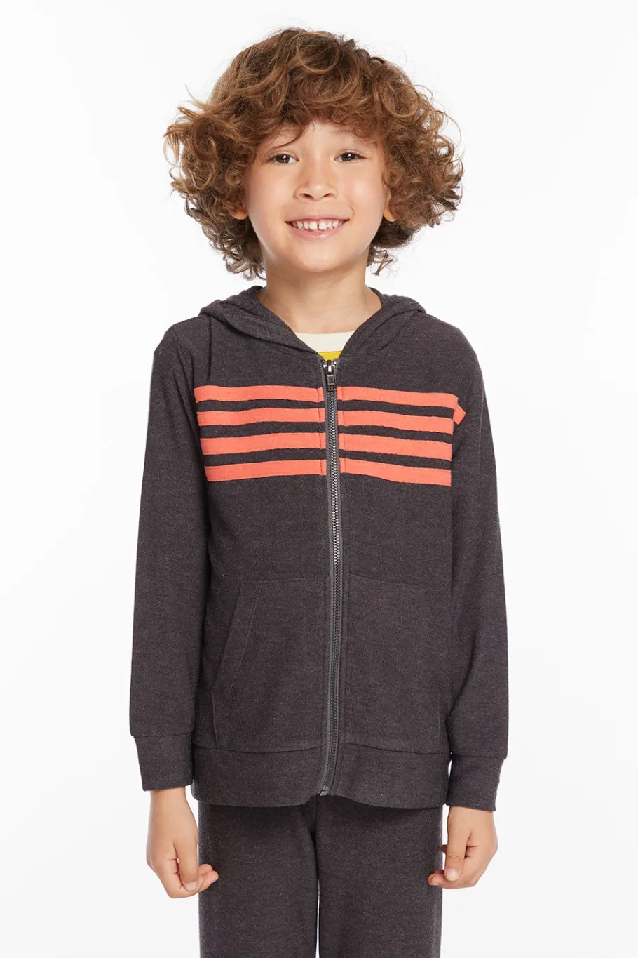 Outlet Chaser Brand Boys Vintage Black Zip Up Hoodie With Strapping