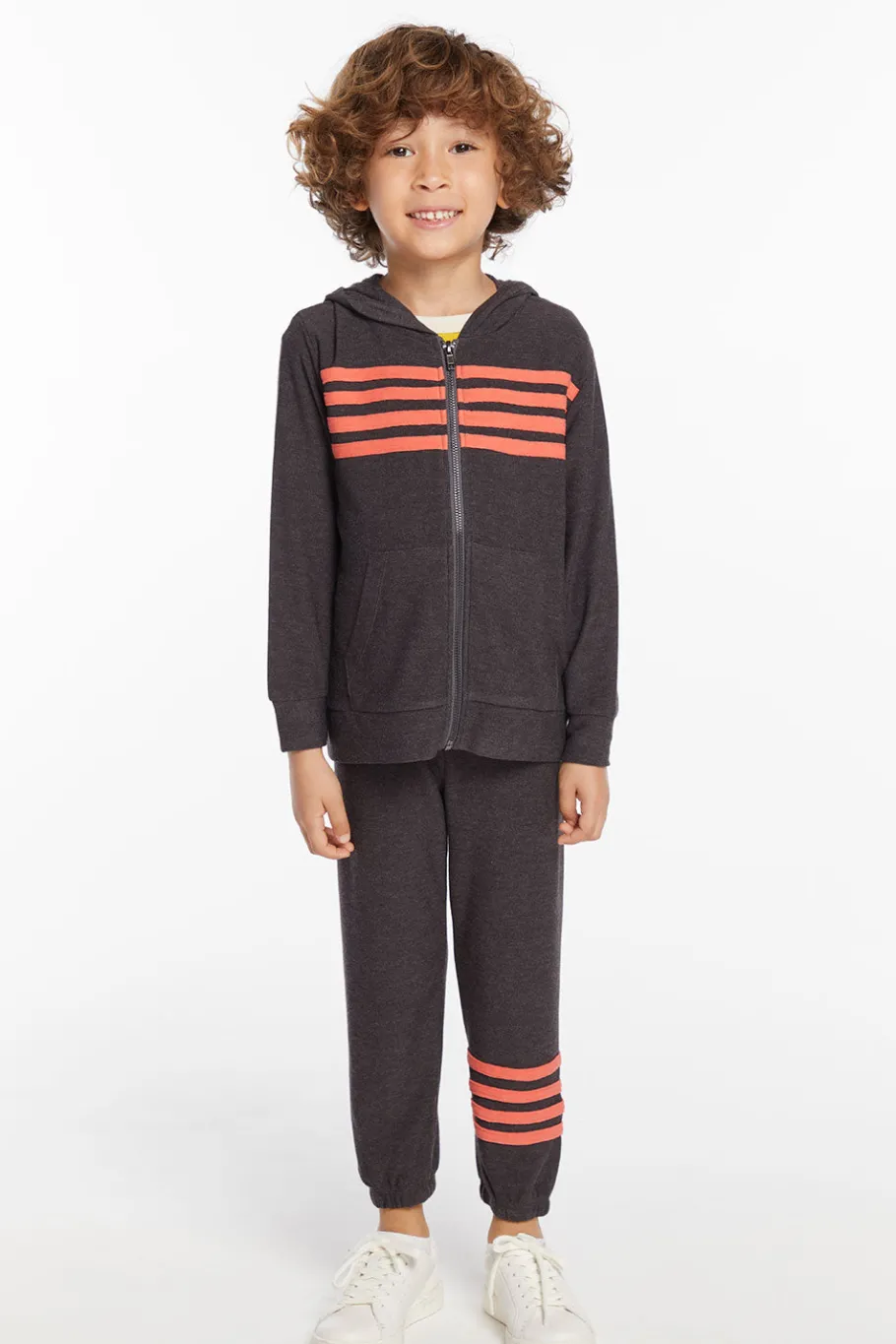 Outlet Chaser Brand Boys Vintage Black Zip Up Hoodie With Strapping