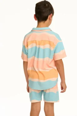 Sale Chaser Brand Boy's Wavy Stripe Collared Button Down Shirt