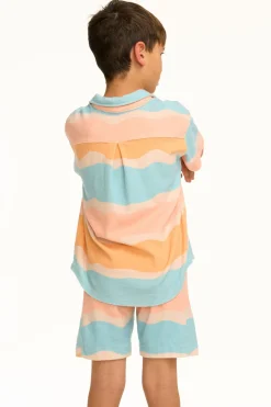 Sale Chaser Brand Boy's Wavy Stripe Collared Button Down Shirt