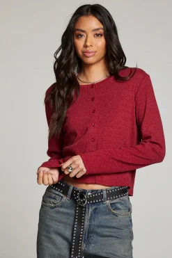 Cheap Chaser Brand Brady Blood Red Button Up Pullover