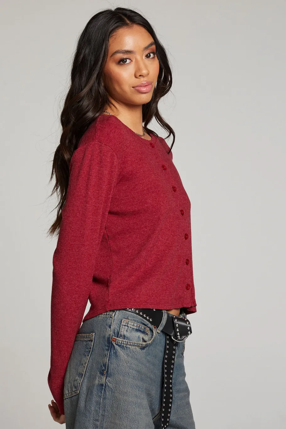 Cheap Chaser Brand Brady Blood Red Button Up Pullover