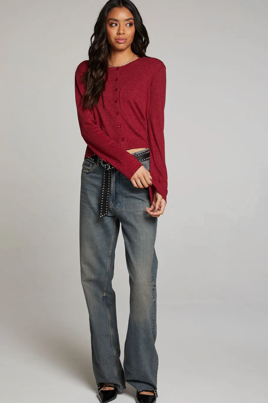 Cheap Chaser Brand Brady Blood Red Button Up Pullover