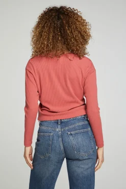 Best Sale Chaser Brand Button Down Cropped Long Sleeve Cardigan