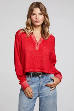 Best Sale Chaser Brand Casey Crimson Henley