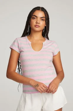 Online Chaser Brand Chandler Pastel Lavender Stripe Tee