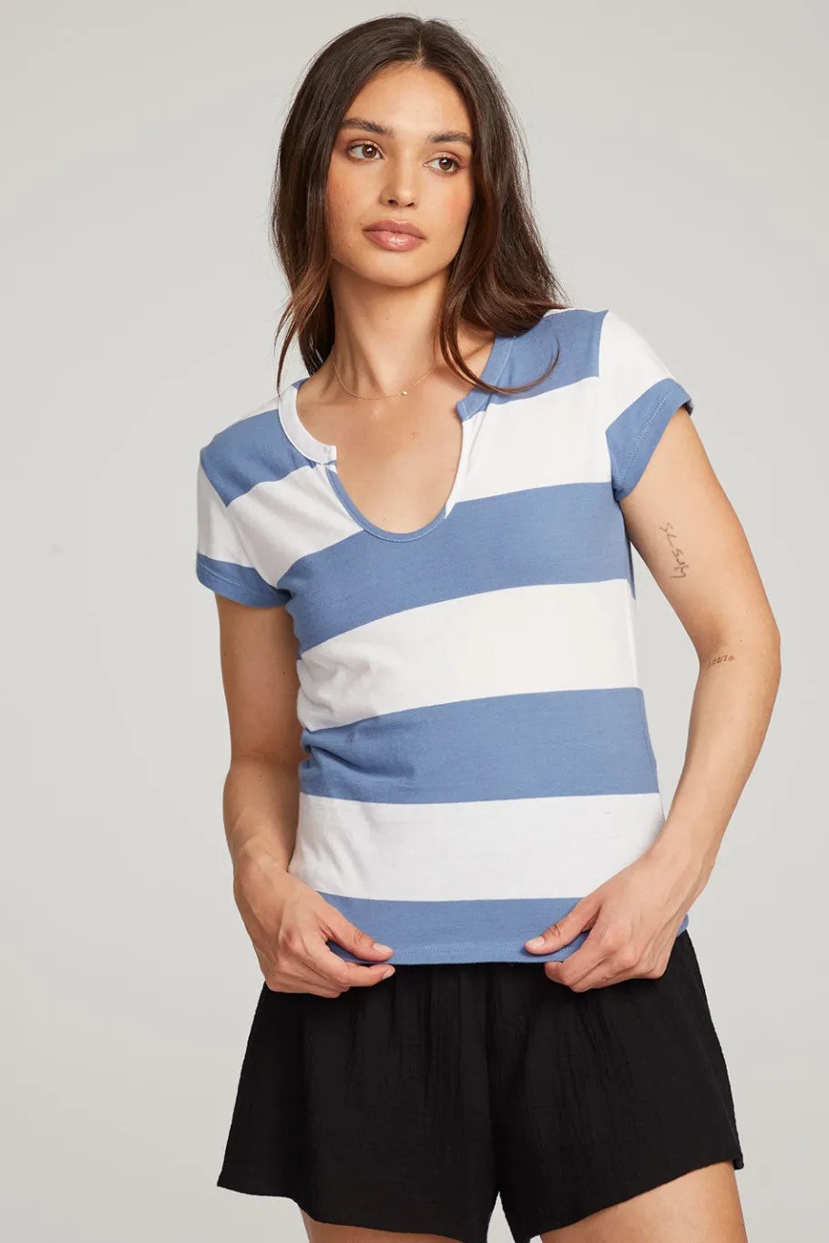 Best Chaser Brand Chandler Vintage Blue Stripe Tee