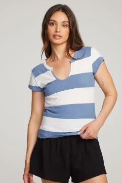 Best Chaser Brand Chandler Vintage Blue Stripe Tee
