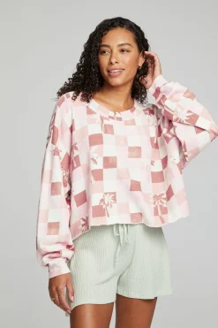 Discount Chaser Brand Checkered Palms Print Pullover