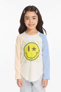 Discount Chaser Brand Checkered Smiley Girls Long Sleeve