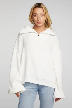 Best Sale Chaser Brand Chenille Cotton Sweater Knit Half Zip Pullover
