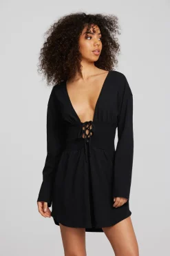 Shop Chaser Brand Coast Cotton Jersey Long Sleeve Mini Dress