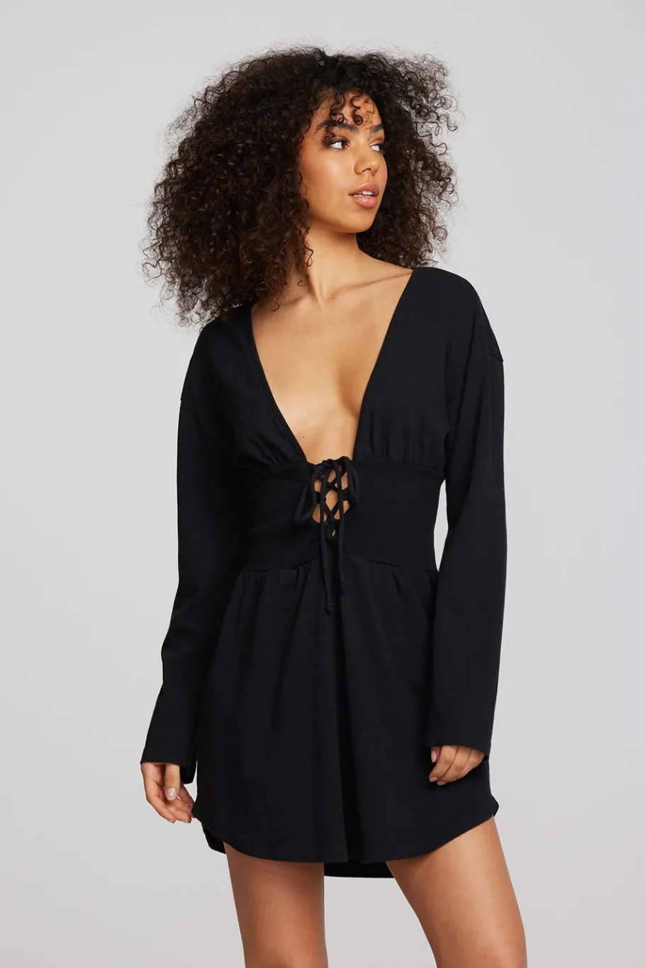 Shop Chaser Brand Coast Cotton Jersey Long Sleeve Mini Dress