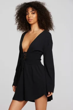 Shop Chaser Brand Coast Cotton Jersey Long Sleeve Mini Dress