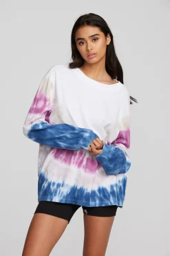 Cheap Chaser Brand Coast Cotton Jersey Long Sleeve Tee With Blousant Sleeves And Rib