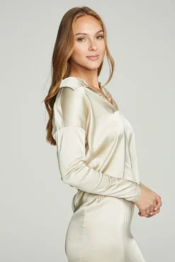 Online Chaser Brand Collared Half Placket Dolman