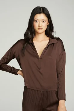 Online Chaser Brand Collared Half Placket Dolman