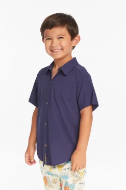 Cheap Chaser Brand Collared Sapphire Blue Button Down Boys Shirt