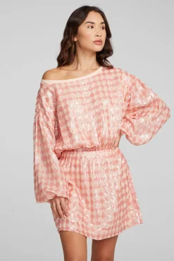 Cheap Chaser Brand Cooper Long Sleeve Mini Dress Embellished Check