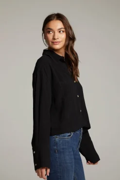 Fashion Chaser Brand Coral True Black Button Up Top