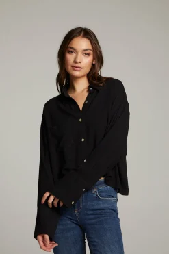 Fashion Chaser Brand Coral True Black Button Up Top