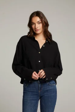 Fashion Chaser Brand Coral True Black Button Up Top