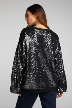 Store Chaser Brand Cotton Fleece Allover Sequin Crewneck Pullover