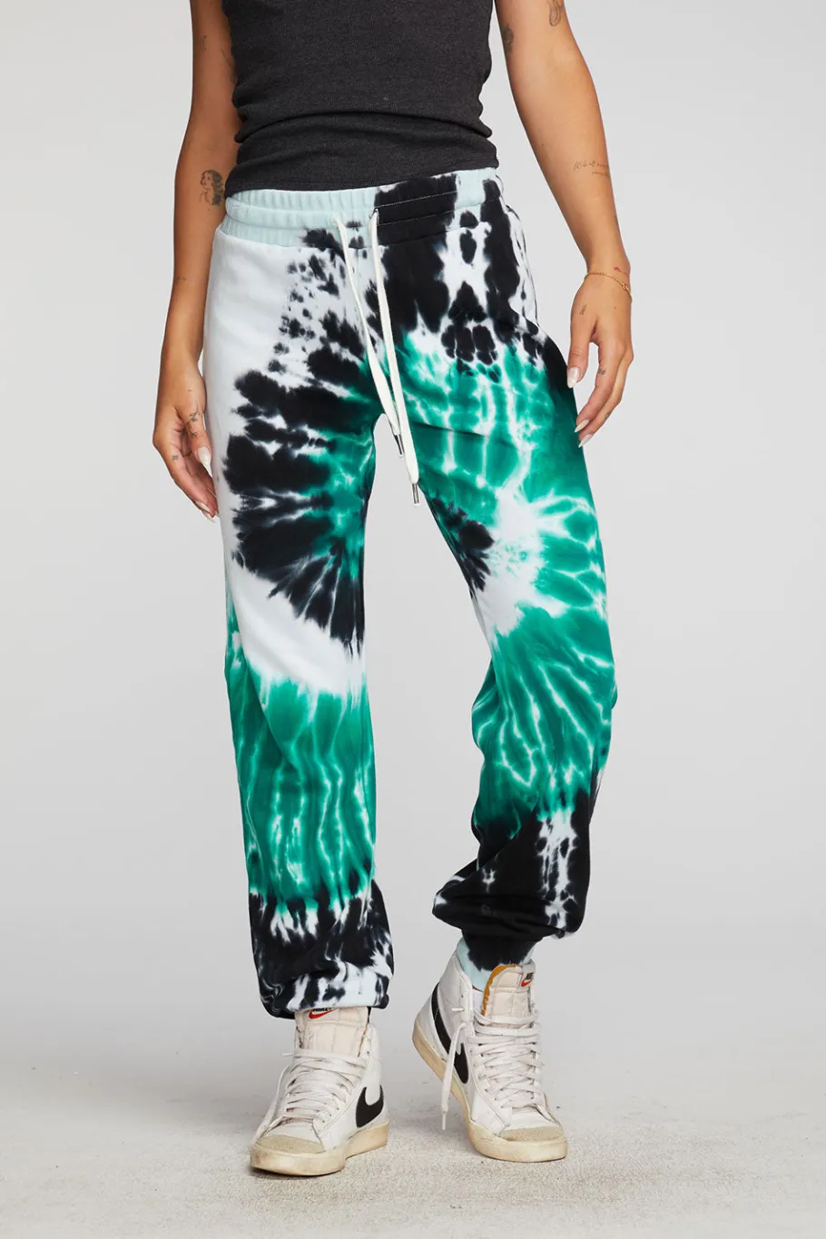 Sale Chaser Brand Cotton Fleece Joggers With Rib And Shoestring Tie