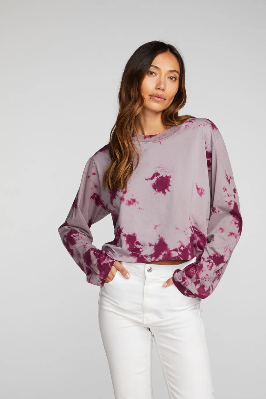 Best Sale Chaser Brand Cotton Jersey Cropped Long Sleeve Tee