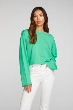 Flash Sale Chaser Brand Cotton Jersey Cropped Long Sleeve Tee