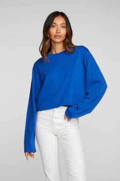 Shop Chaser Brand Cotton Jersey Cropped Long Sleeve Tee