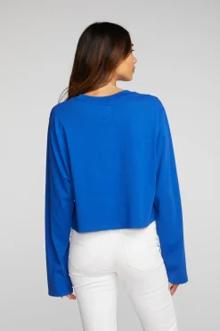 Shop Chaser Brand Cotton Jersey Cropped Long Sleeve Tee