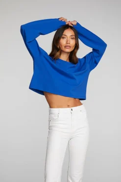 Shop Chaser Brand Cotton Jersey Cropped Long Sleeve Tee