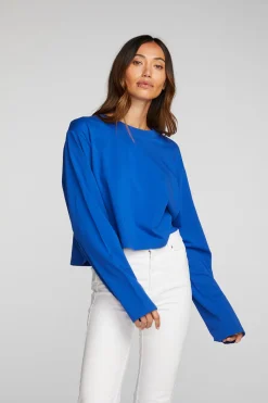Shop Chaser Brand Cotton Jersey Cropped Long Sleeve Tee